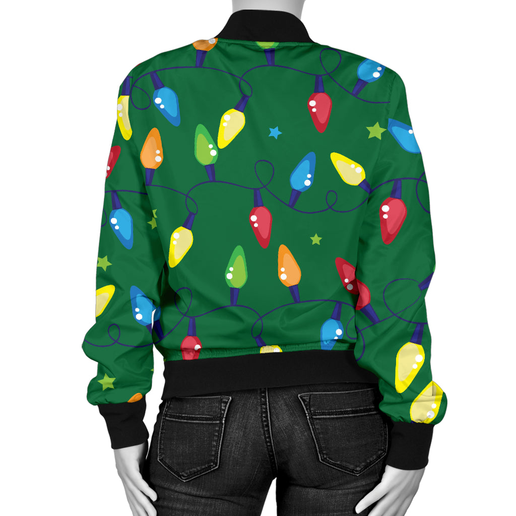 Christmas Light Pattern Print Design 02 Women's Bomber Jacket