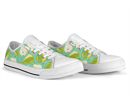 Pear Pattern Print Design PE04 White Bottom Low Top Shoes