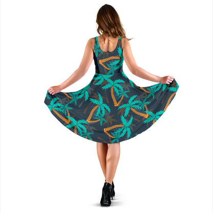 Palm Tree Pattern Print Design PT01 Midi Dress