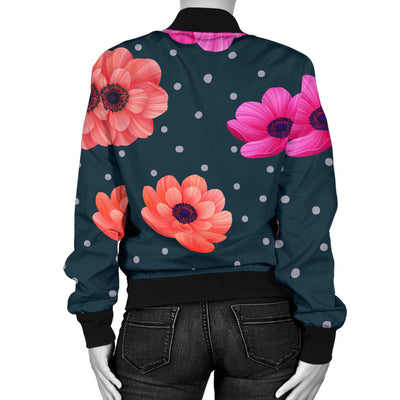 Anemone Pattern Print Design AM08 Women Bomber Jacket