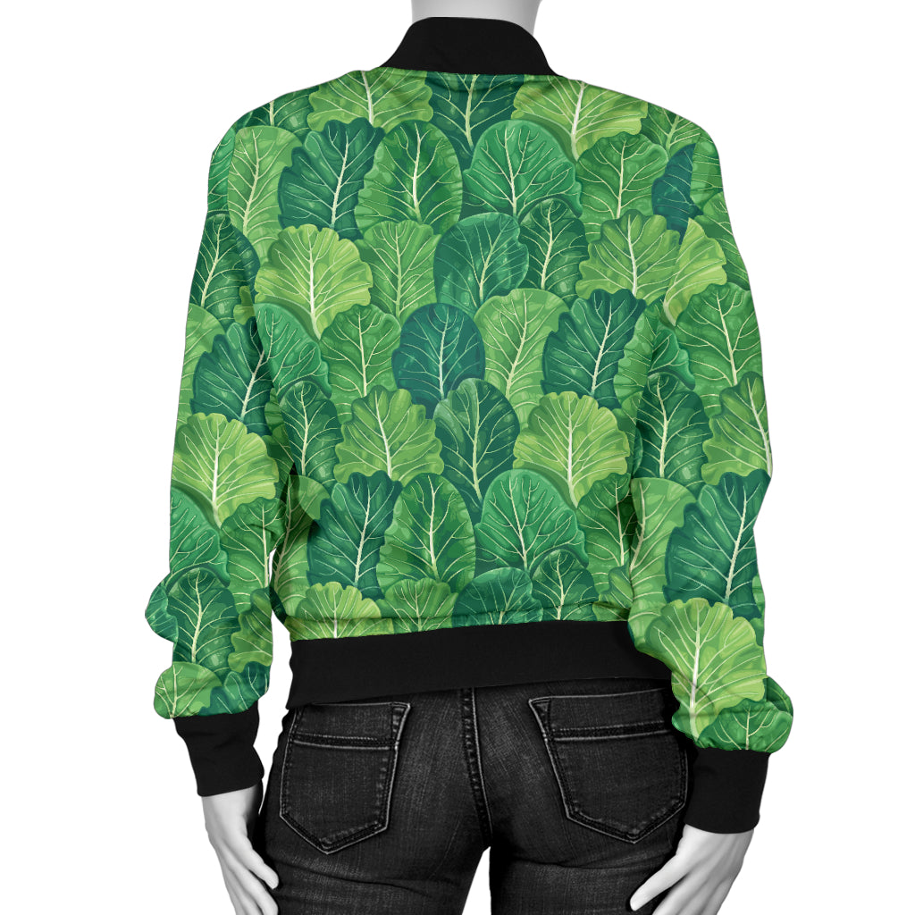 Cabbage Pattern Print Design 02 Women's Bomber Jacket