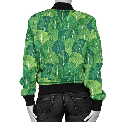 Cabbage Pattern Print Design 02 Women's Bomber Jacket