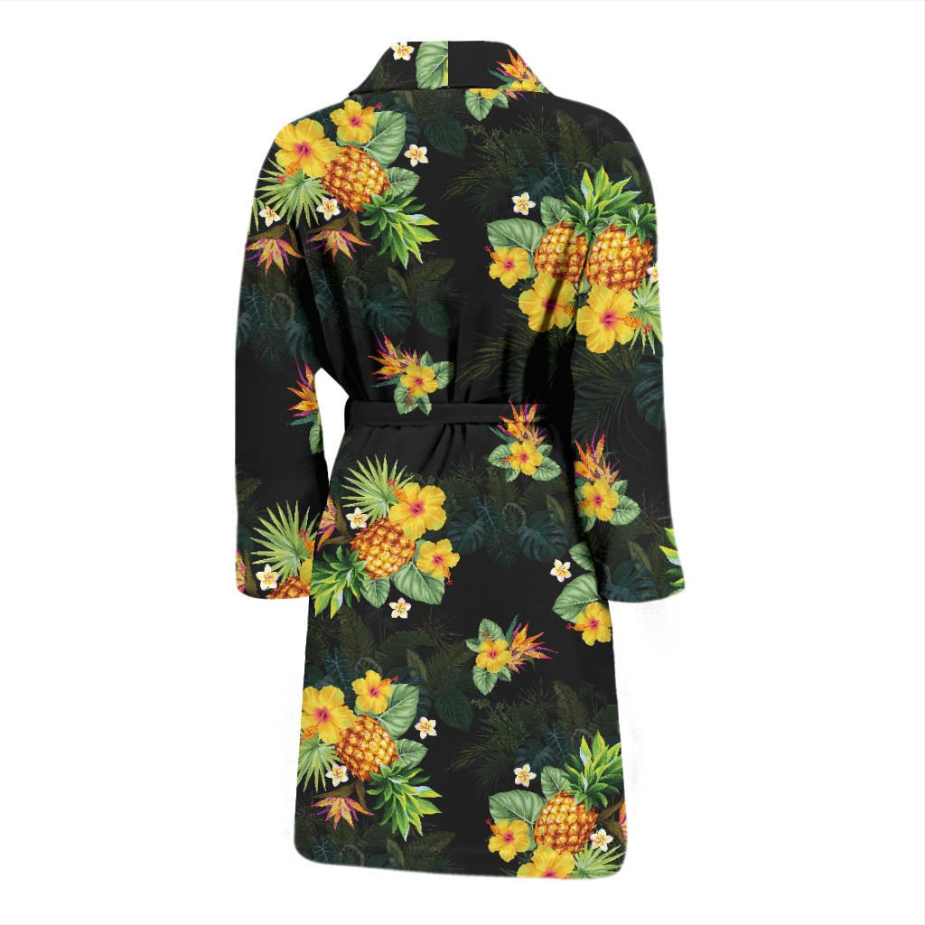 Pineapple Tropical Flower Print Pattern Men Bathrobe