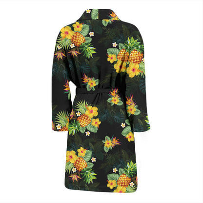 Pineapple Tropical Flower Print Pattern Men Bathrobe
