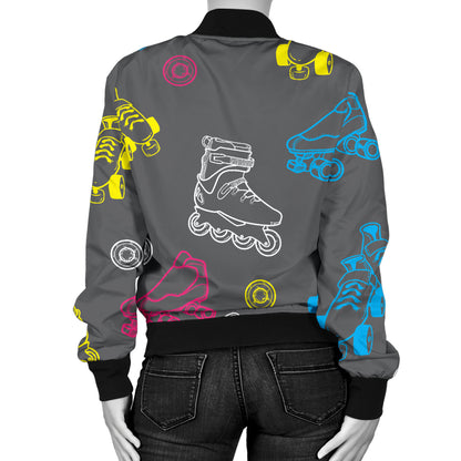 Roller skate Pattern Print Design A02 Women's Bomber Jacket