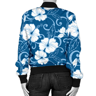 Hibiscus Pattern Print Design HB03 Women Bomber Jacket