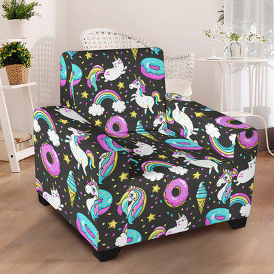 Donut Unicorn Pattern Print Design DN09 Armchair Slipcover