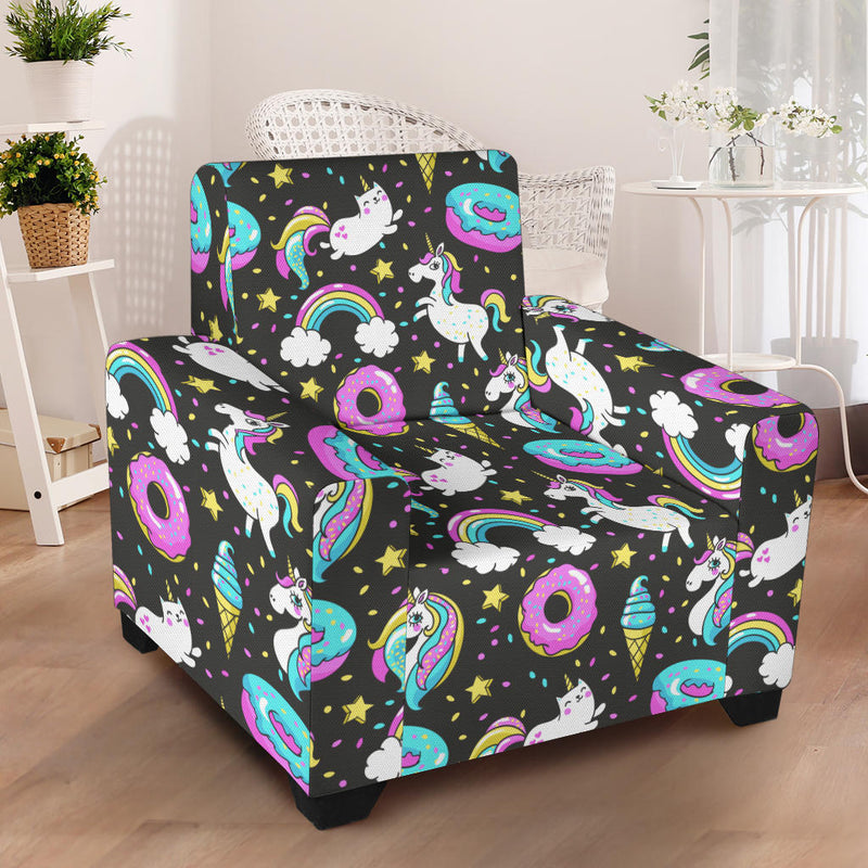 Donut Unicorn Pattern Print Design DN09 Armchair Slipcover