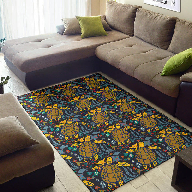 Sea Turtle Pattern Print Design T03 Area Rugs