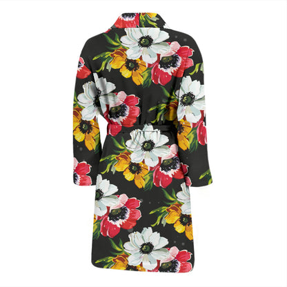 Anemone Pattern Print Design AM07 Men Bathrobe
