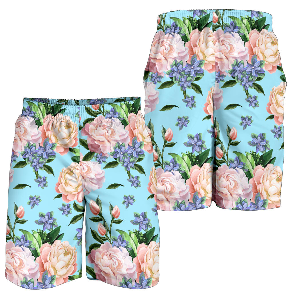 Peony Pattern Print Design PE02 Mens Shorts