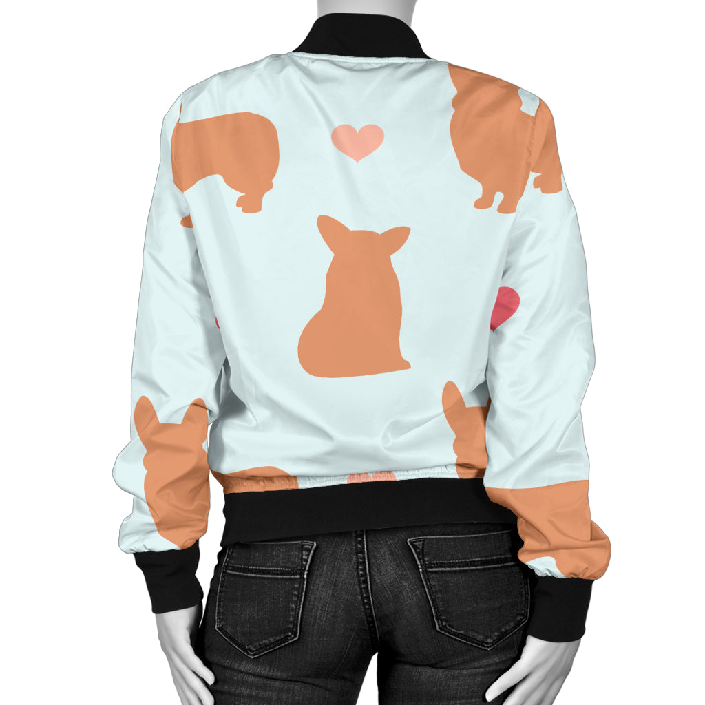 Pembroke Welsh Corgis Pattern Print Design A01 Women's Bomber Jacket