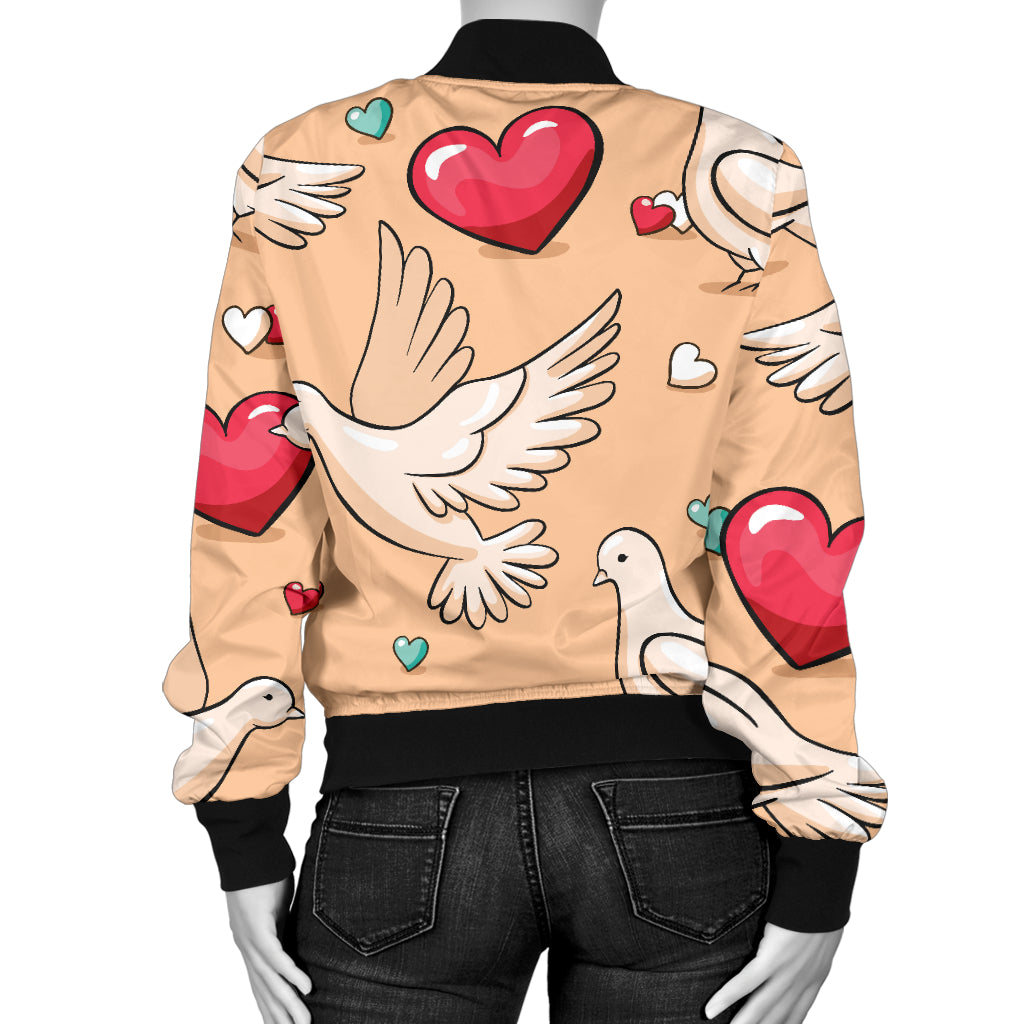 Pigeon Heart Pattern Print Design 04 Women's Bomber Jacket