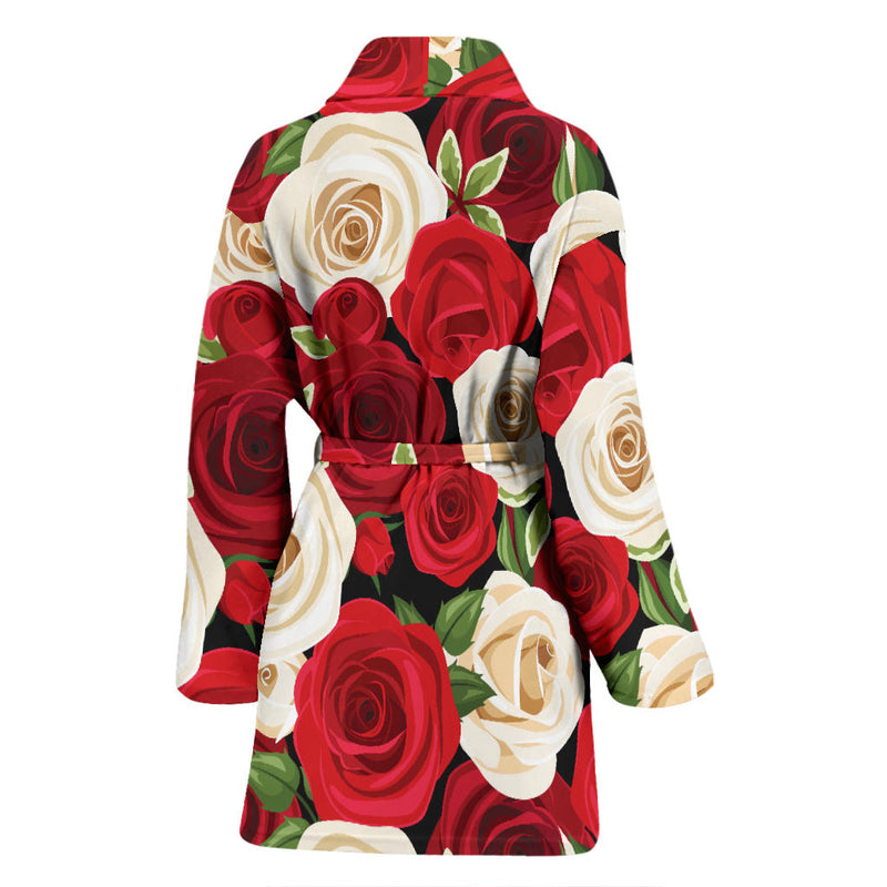 Rose Pattern Print Design RO06 Women Bathrobe