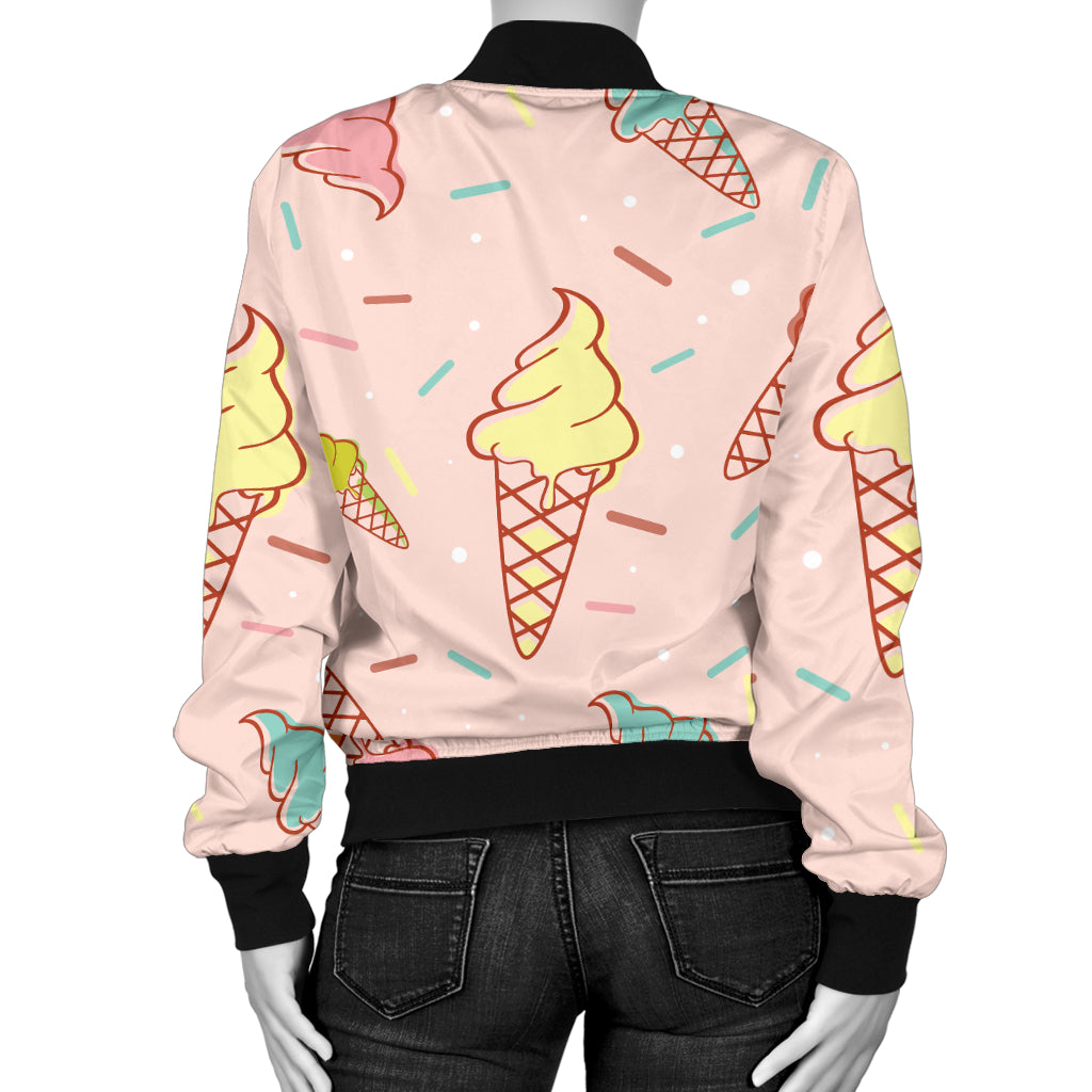 Ice Cream Pattern Print Design 02 Women's Bomber Jacket