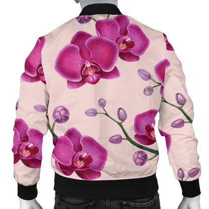 Orchid Purple Pattern Print Design OR04 Men Bomber Jacket