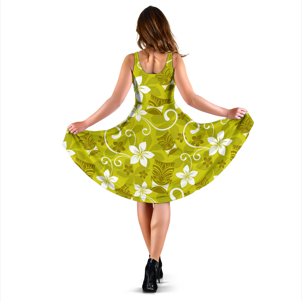 Hawaiian Themed Pattern Print Design H019 Midi Dress