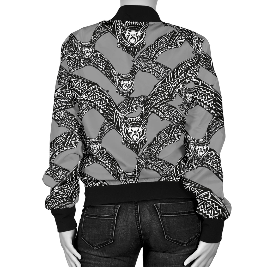 Bat Pattern Print Design 04 Women's Bomber Jacket