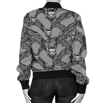 Bat Pattern Print Design 04 Women's Bomber Jacket
