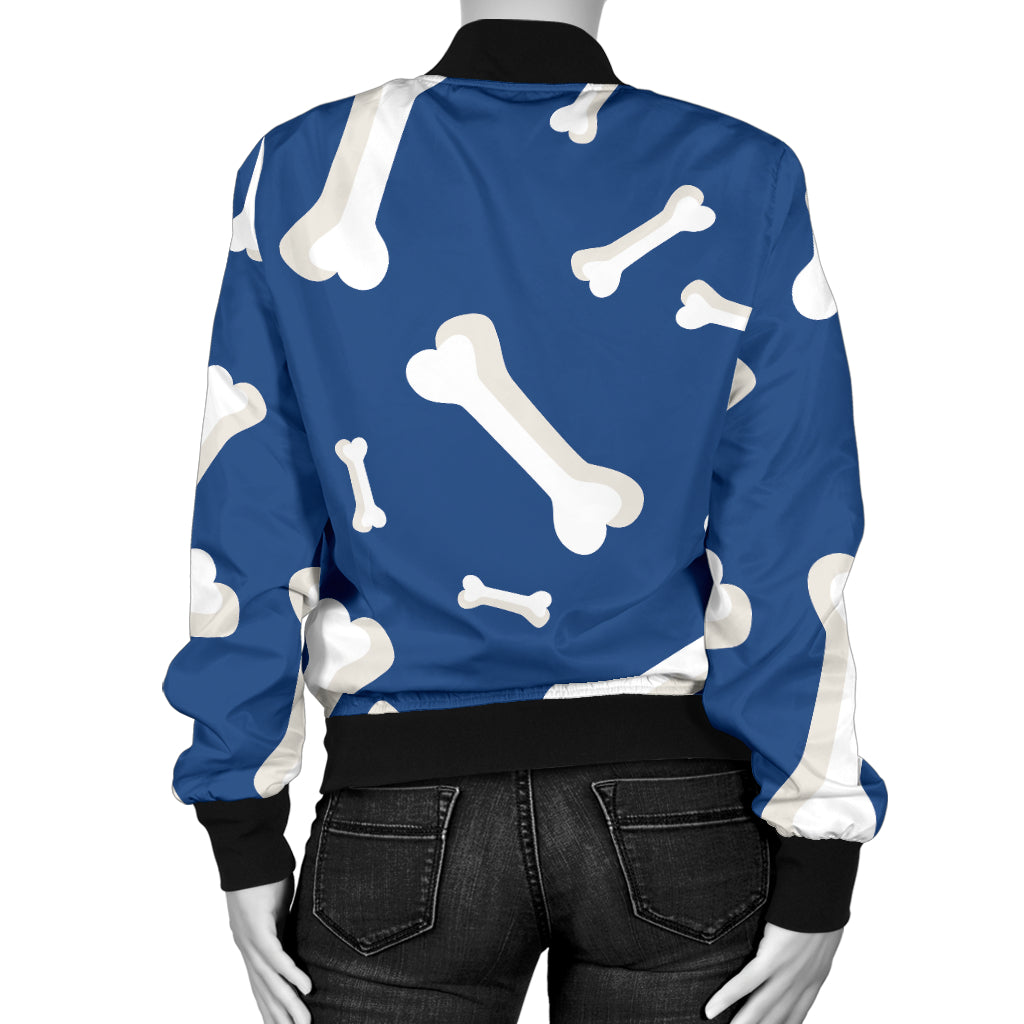Dog Bone Pattern Print Design 03 Women's Bomber Jacket