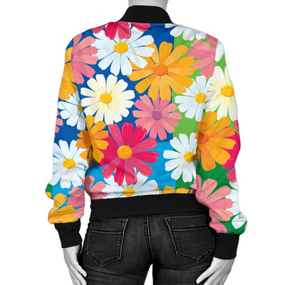 Daisy Pattern Print Design DS05 Women Bomber Jacket