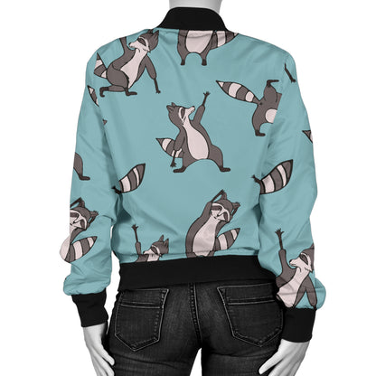 Raccoon Pattern Print Design A07 Women's Bomber Jacket