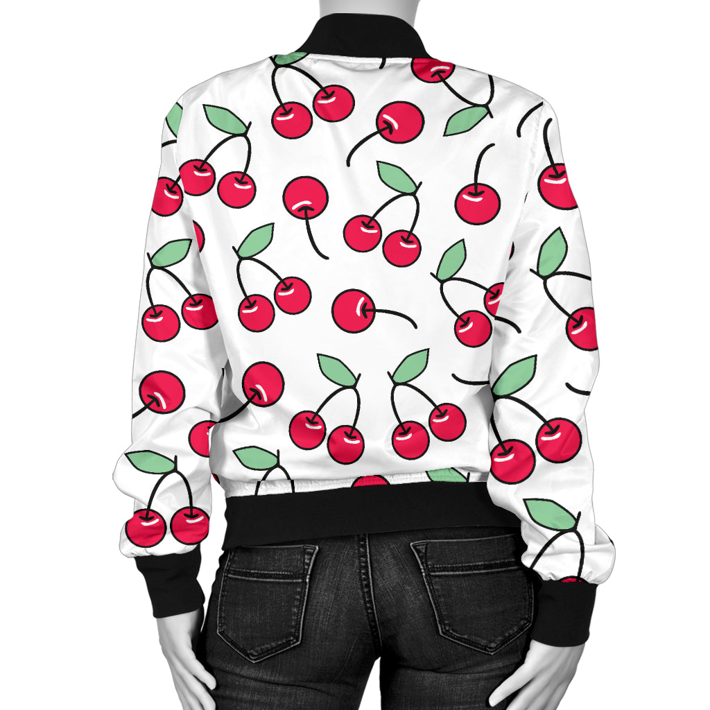 Cherry Pattern Print Design 03 Women's Bomber Jacket