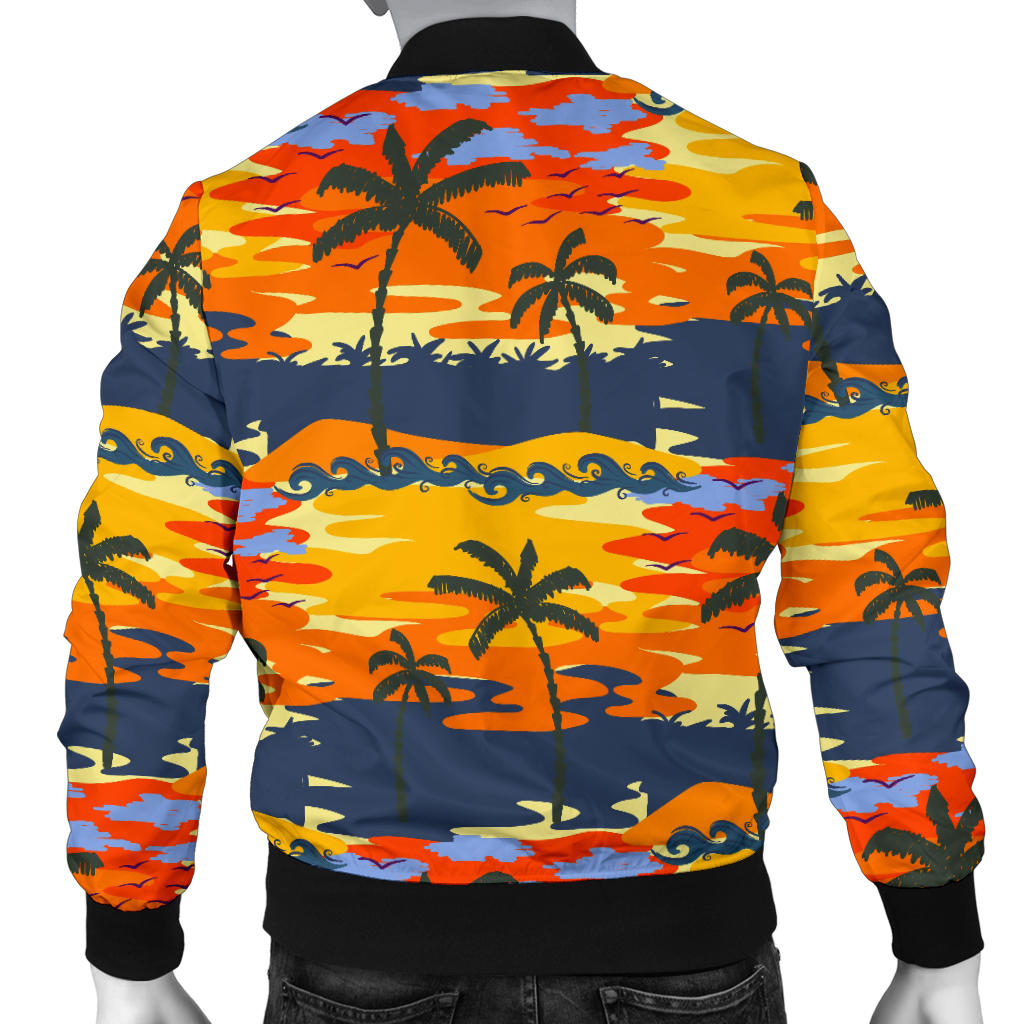 Palm Tree Pattern Print Design PT010 Men Bomber Jacket