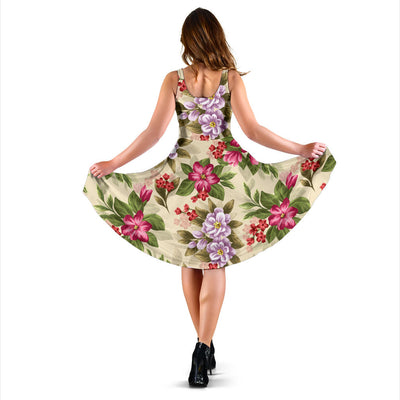 Summer Floral Pattern Print Design SF08 Midi Dress