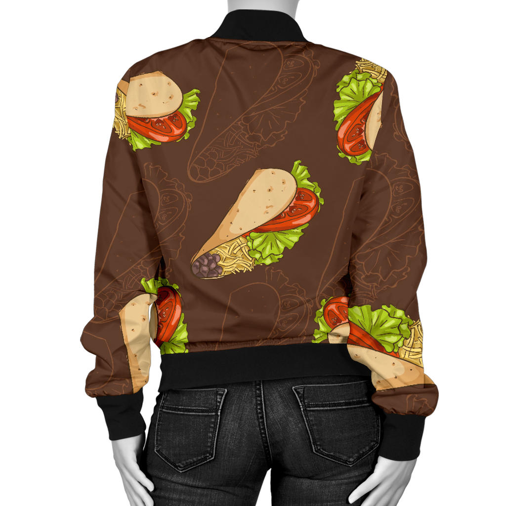 Taco Pattern Print Design TC08 Women Bomber Jacket