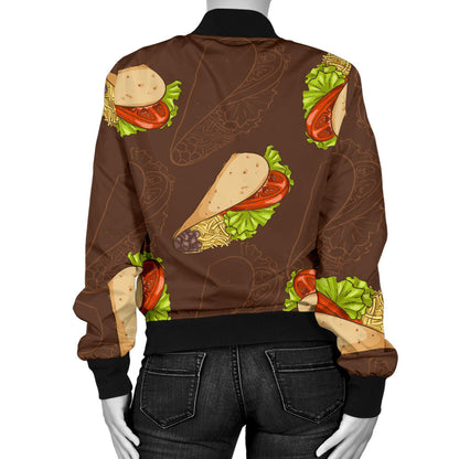 Taco Pattern Print Design TC08 Women Bomber Jacket
