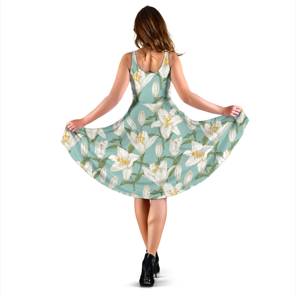 Lily Pattern Print Design LY09 Midi Dress