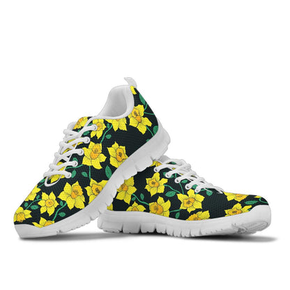 Daffodils Pattern Print Design DF03 Sneakers White Bottom Shoes