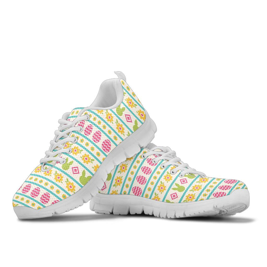 Easter Eggs Pattern Print Design RB016 Sneakers White Bottom Shoes