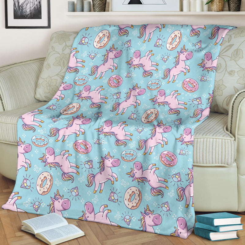 Donut Unicorn Pattern Print Design DN016 Fleece Blanket