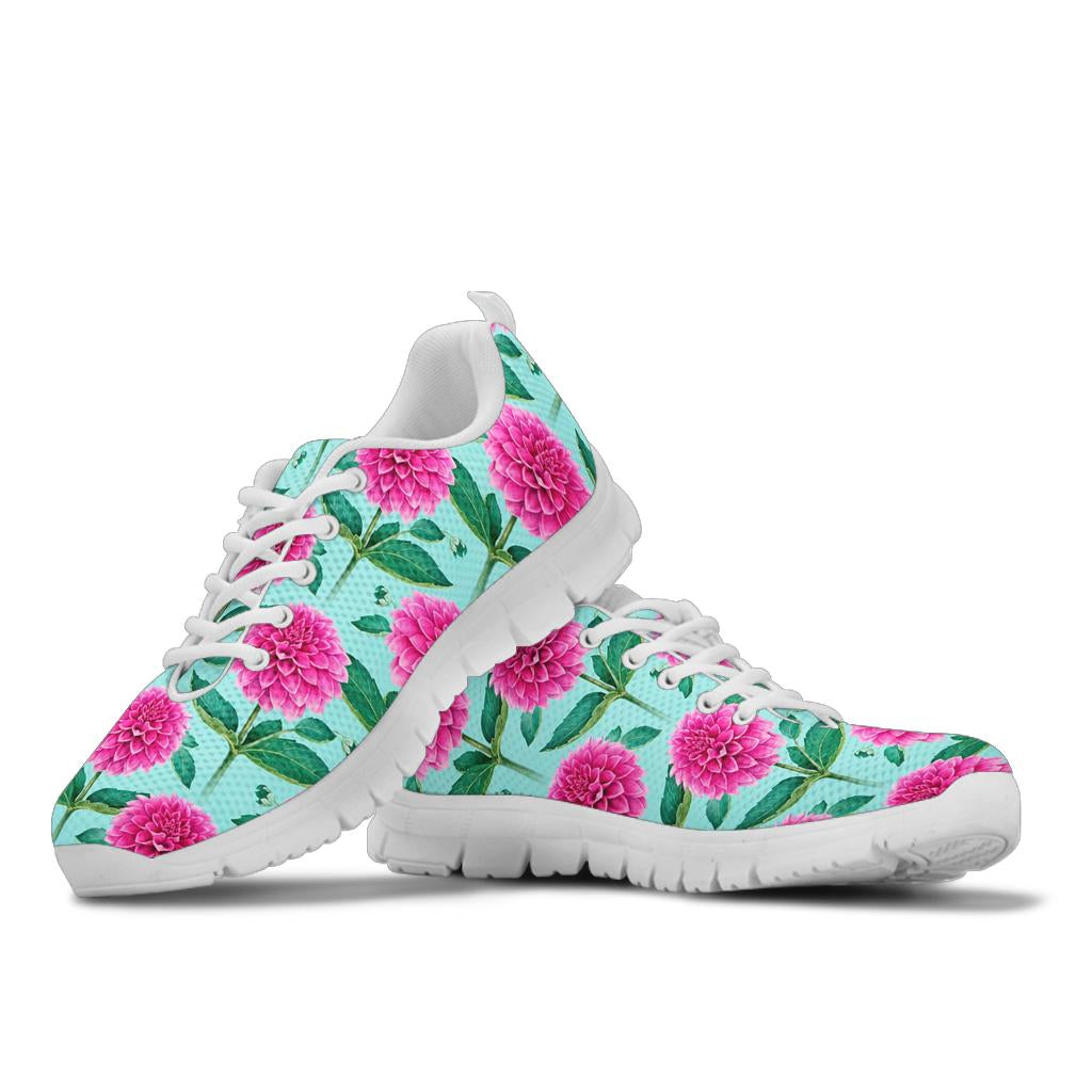 Dahlia Pattern Print Design DH08 Sneakers White Bottom Shoes