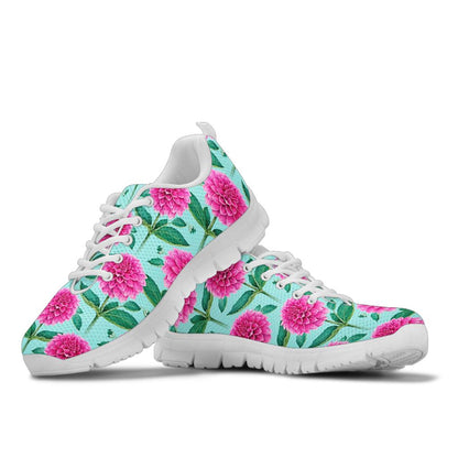Dahlia Pattern Print Design DH08 Sneakers White Bottom Shoes