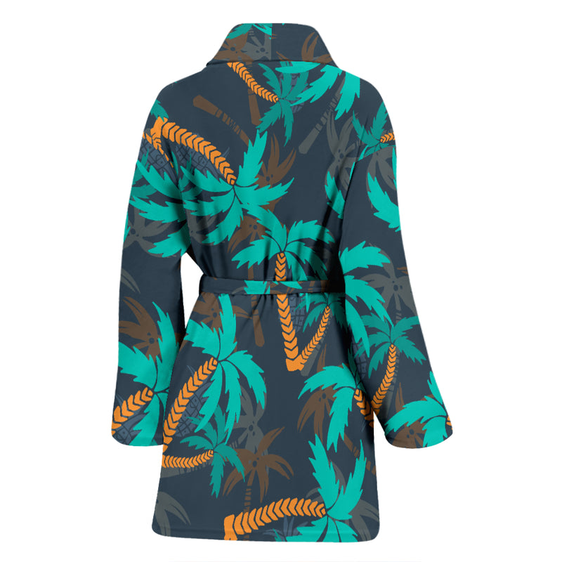 Palm Tree Pattern Print Design PT01 Women Bathrobe