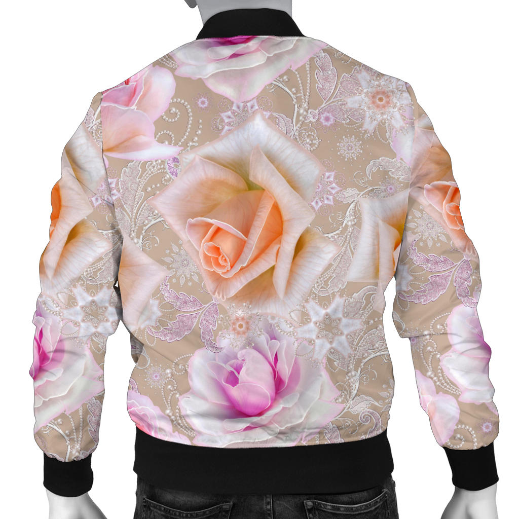 Rose Pattern Print Design RO011 Men Bomber Jacket