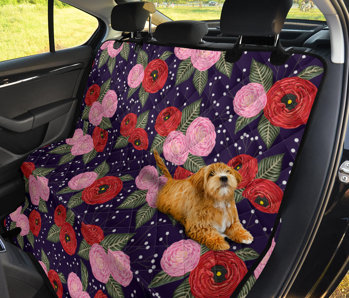 Camellia Pattern Print Design CM02 Rear Dog  Seat Cover