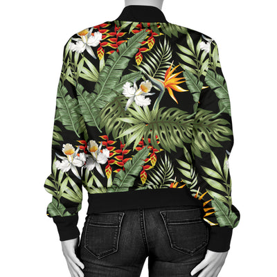 Bird Of Paradise Pattern Print Design 02 Women's Bomber Jacket