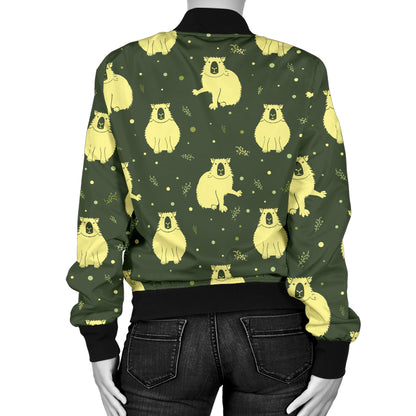Capybara Pattern Print Design 03 Women's Bomber Jacket