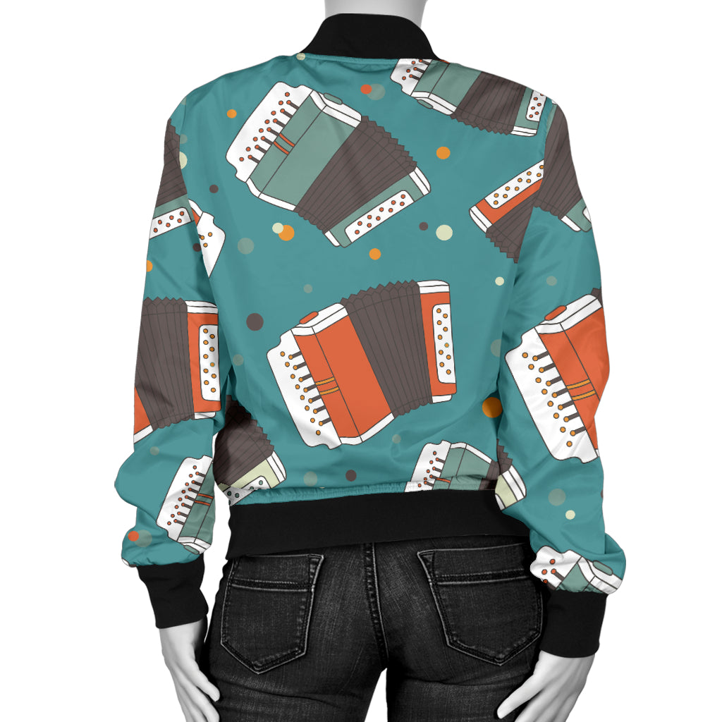 Accordion Pattern Print Design 02 Women's Bomber Jacket