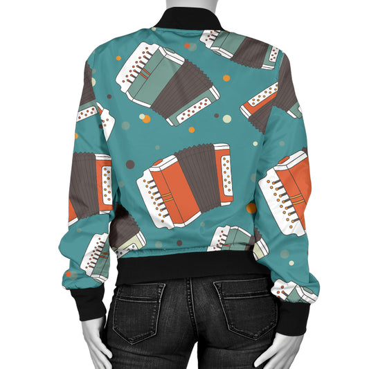 Accordion Pattern Print Design 02 Women's Bomber Jacket