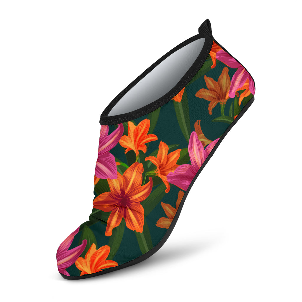 Amaryllis Pattern Print Design AL01 Aqua Water Shoes