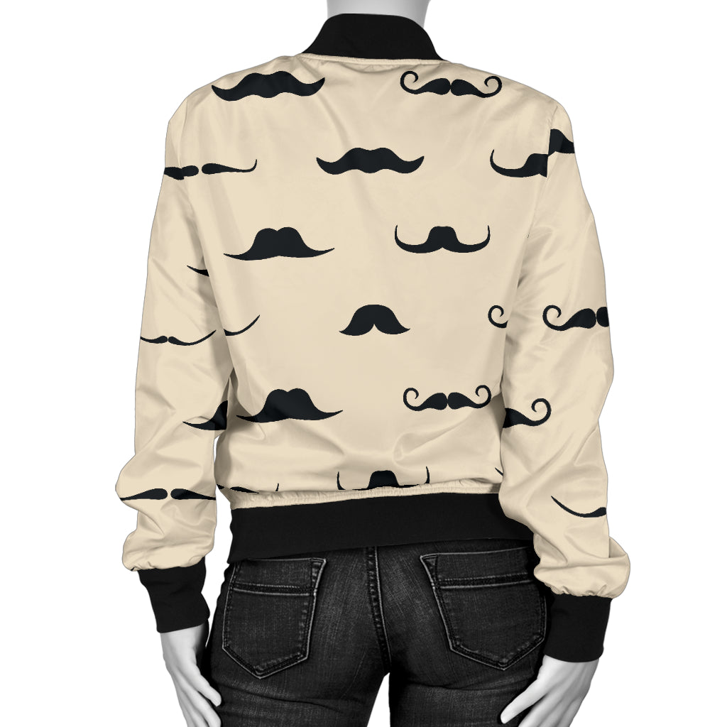Mustache Pattern Print Design A03 Women's Bomber Jacket