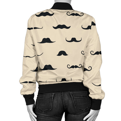 Mustache Pattern Print Design A03 Women's Bomber Jacket
