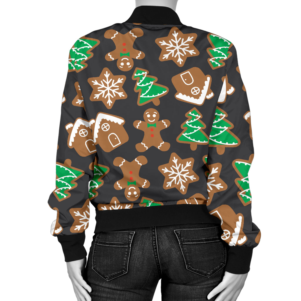 Gingerbread Pattern Print Design 02 Women's Bomber Jacket
