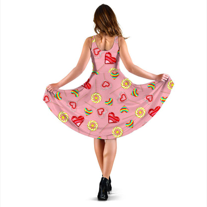Lollipop Pattern Print Design LL05 Midi Dress