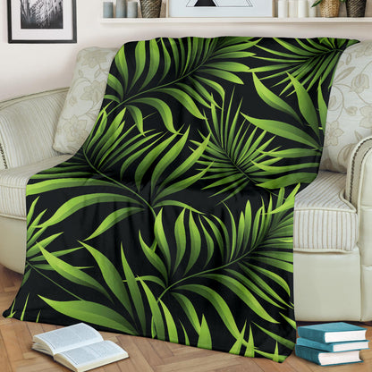 Palm Leaves Pattern Print Design PL07 Fleece Blanket